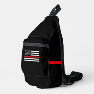 Symbolische Thin Red Line American Flag Grafik auf Crossbody Bag