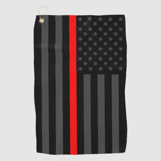 Symbolische Thin Red Line American Flag Grafik auf Golfhandtuch (Vorderseite)