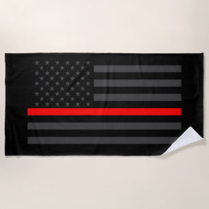 Symbolische Thin Red Line American Flag Grafik auf Strandtuch