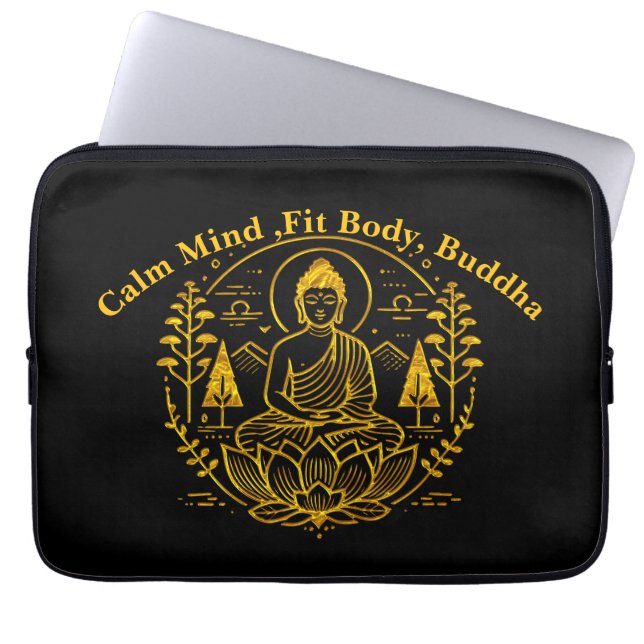 Symbolischer Buddha, umgeben von Naturelementen Laptopschutzhülle (Vorderseite)
