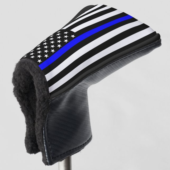 Symbolisches Design der Thin Blue Line US-Flagge Golf Headcover (3/4 Vorderseite)