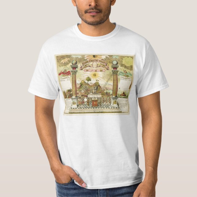 Symbolisches Diagramm und Freimaurergeschichte von T-Shirt (Vorderseite)