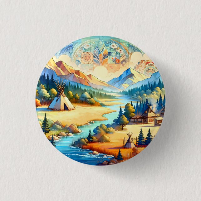 Symbolisches Erbe-Design Sacred Valley Button (Vorderseite)