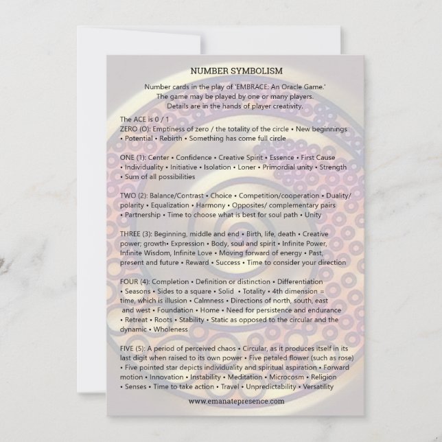 SYMBOLISME de NOMBRE - invitation (Devant)