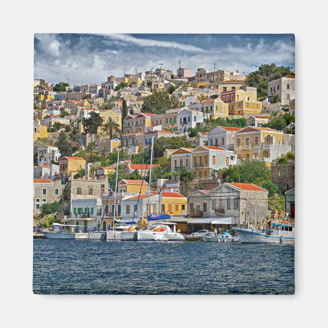 Symi, griechisches Stadtbild Magnet (Vorne)