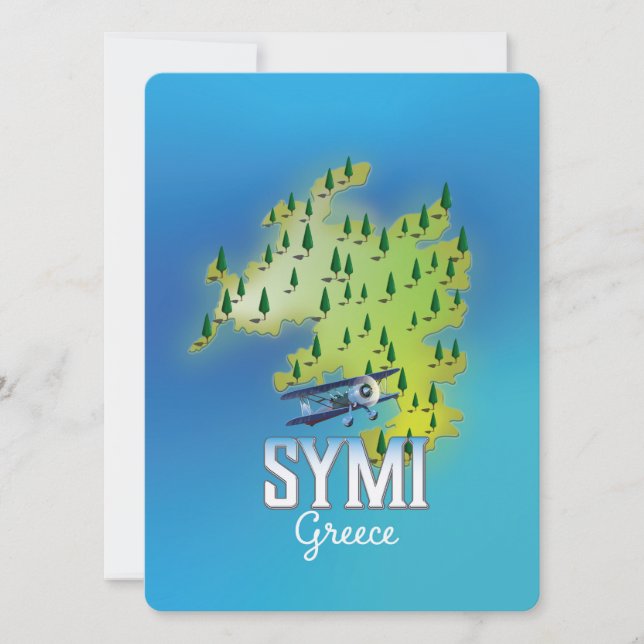 Symi Island Map Griechenland Reiseplakat. (Vorderseite)