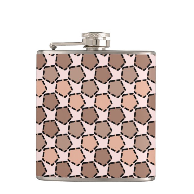 Symmetric Brown Pentagons mit gestrichelten Grenze Flachmann (Vorderseite)