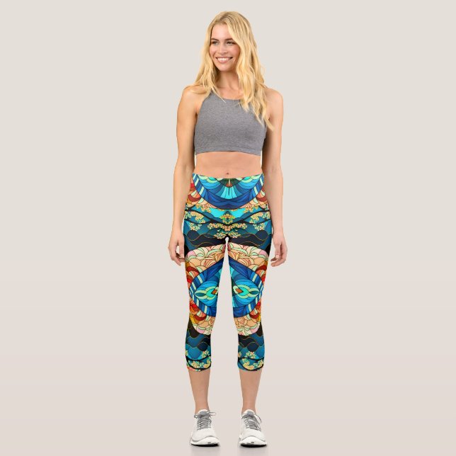 SYMMETRIC FOREST JAPANESE ART STYLE CAPRI LEGGINGS (Vorderseite)
