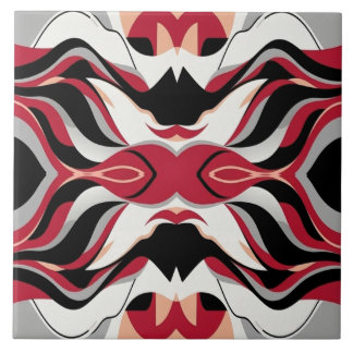 Symmetrical Red and Black Abstract Flow Pattern Fliese