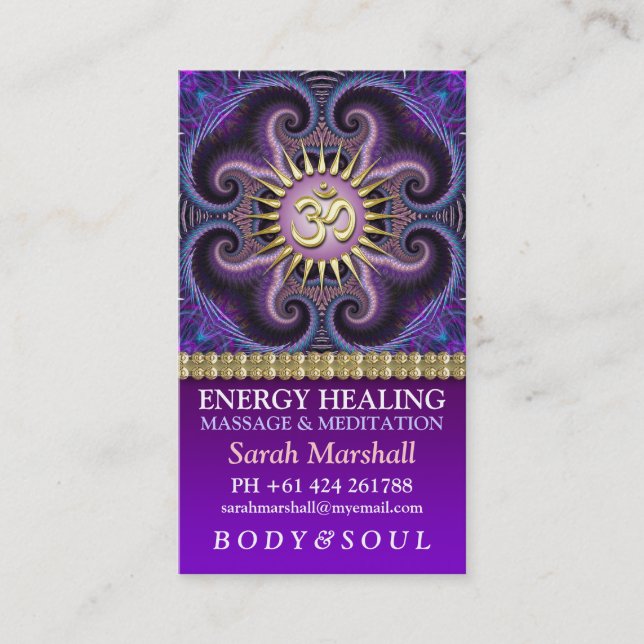 Symmetrie OM Yoga Meditation Business Card Visitenkarte (Vorderseite)