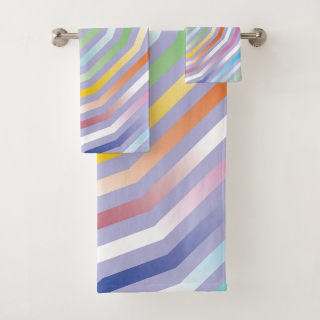 Symmetrische diagonale Streifen Hintergrund 1 Badhandtuch Set (Insitu)