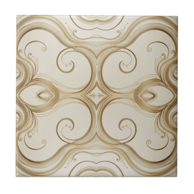Symmetrische Eleganz in goldenen Tönen Fliese (Vorderseite)