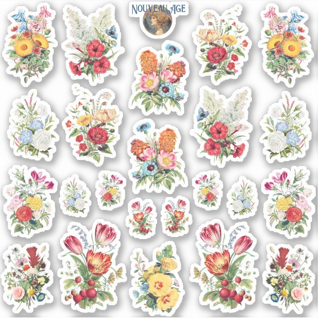 Symmetrische GartenBouquets-Aufkleber Aufkleber (Vorderseite)