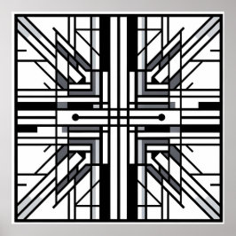 Symmetrische Gittergeometrie - Schwarz/Weiß Abstra Poster
