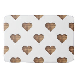 Symmetrische große rustikale braune Holzherzen Badematte