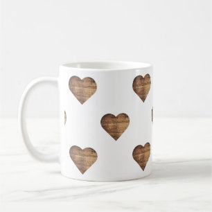 Symmetrische große rustikale braune Holzherzen Kaffeetasse