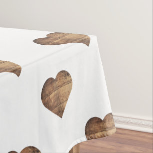 Symmetrische große rustikale braune Holzherzen Tischdecke