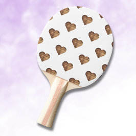 Symmetrische große rustikale braune Holzherzen Tischtennis Schläger