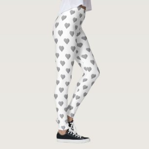 Symmetrische kleine Betonherzen auf Weiß Leggings