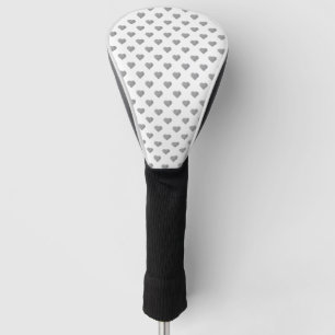 Symmetrische kleine graue Betonherzen auf Weiß Golf Headcover