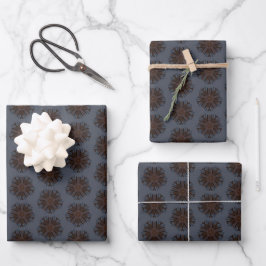 Symmetrische Linienzeichnung im mechanischen Blume Geschenkpapier Set