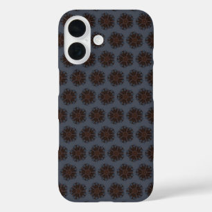 Symmetrische Linienzeichnung im mechanischen Blume iPhone 16 Hülle
