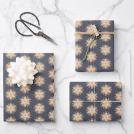 Symmetrische Linienzeichnung mit erdigen braunen F Geschenkpapier Set
