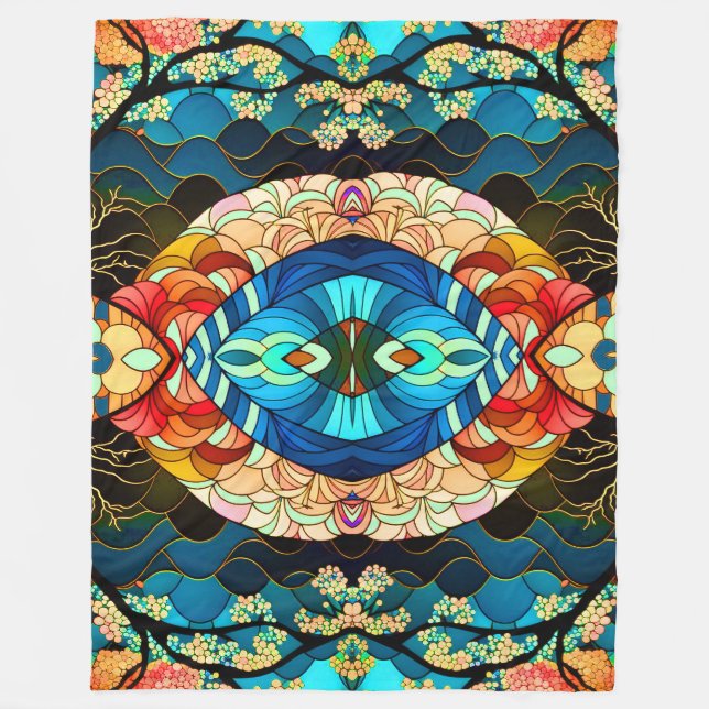 SYMMETRISCHE WÄLDER JAPANESE ART STYLE FLEECEDECKE (Vorderseite)