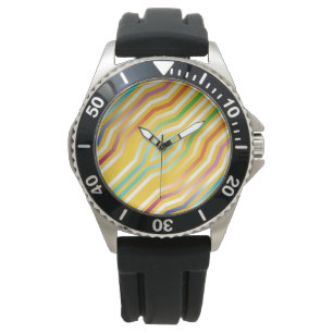 Symmetrischer diagonaler Streifen Hintergrund 3 Armbanduhr