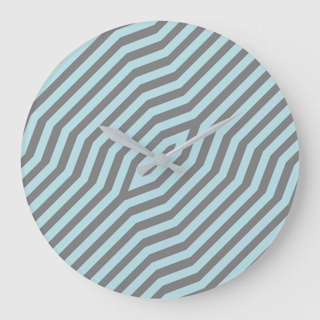 Symmetrischer diagonaler Streifen Hintergrund 9 Große Wanduhr (Vorderseite)