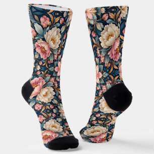 Symmetrischer moderner floraler Kaleidoskop Socken