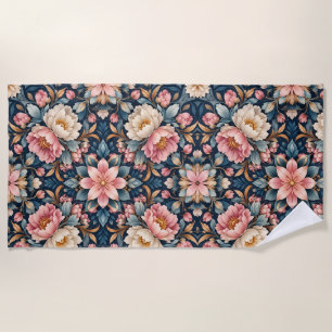 Symmetrischer moderner floraler Kaleidoskop Strandtuch