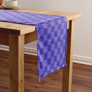Symmetrisches blaues Schachbrettmuster Kurzer Tischläufer