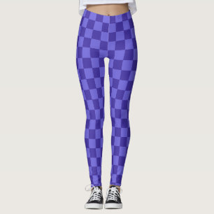 Symmetrisches blaues Schachbrettmuster Leggings