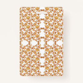 Symmetrisches Blumenmuster mit orangefarbenen Moti Ausweis