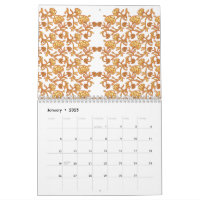 Symmetrisches Blumenmuster mit orangefarbenen Moti