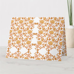 Symmetrisches Blumenmuster mit orangefarbenen Moti Karte