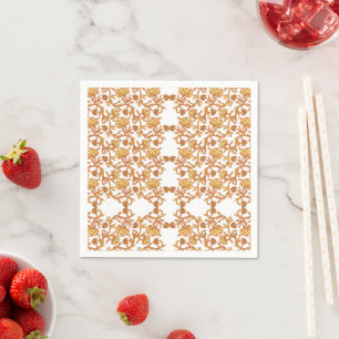 Symmetrisches Blumenmuster mit orangefarbenen Moti Serviette