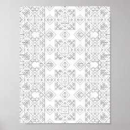 Symmetrisches Diamant-Kachel-Farbseitenmuster Kuns Poster