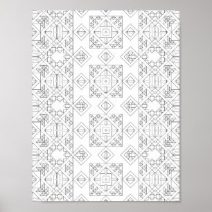 Symmetrisches Diamant-Kachel-Farbseitenmuster Kuns Poster