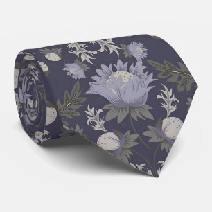 Symmetrisches dunkelviolettes Blumenmuster Krawatte