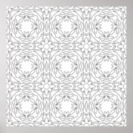Symmetrisches Fliesenmuster mit floralen ineinande Poster