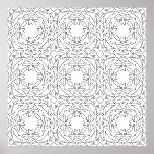 Symmetrisches Fliesenmuster mit floralen ineinande Poster