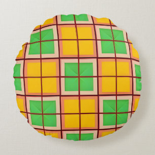 Symmetrisches geometrisches Muster Fette Farbe Hei Rundes Kissen