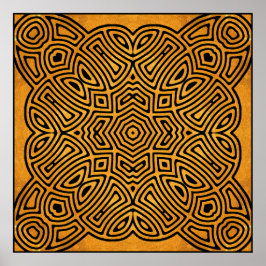 symmetrisches goldenes Fliesendesign Poster
