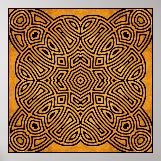 symmetrisches goldenes Fliesendesign Poster (Vorne)