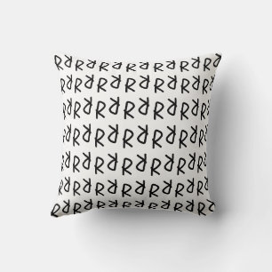 Symmetrisches R Line Art T-Shirt, minimalistischer Kissen
