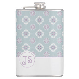 Symmetrisches rosa Blume gepolstertes Muster auf E Flachmann