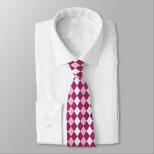 Symmetrisches rosa und weißes Argyle-Design Krawatte