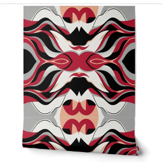 Symmetrisches rotes und schwarzes abstraktes Fluss Tapete